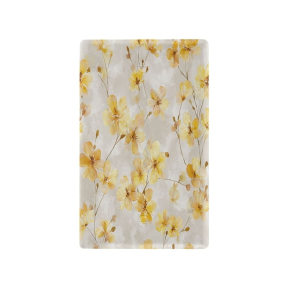 Cream Yellow Watercolor Floral Decorative Wall Plate, Flame Retardant PC Plastic Light Switch & Outlet Cover with Mounting Screws Fits Blank Unused Outlet