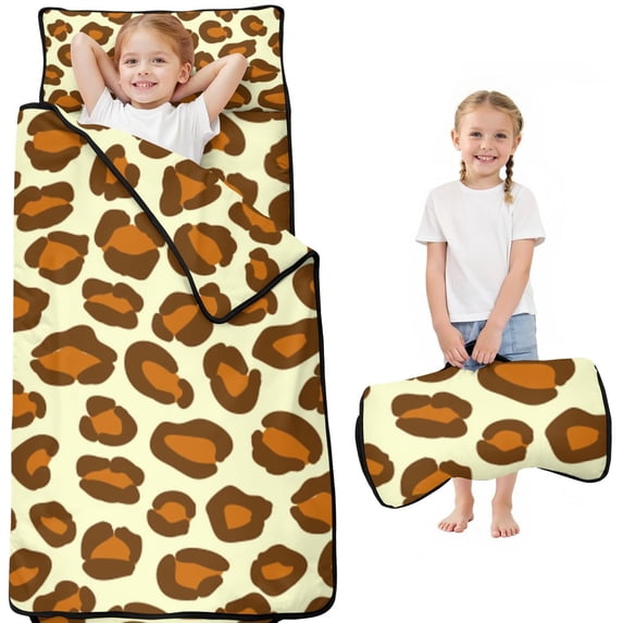 Cream and Brown Of Leopard Print Toddler Nap Mats for Kids Preschool,Sleeping Mat Bag or Kids,Toddler Sleeping Bag,Toddler Nap Mat or Daycare