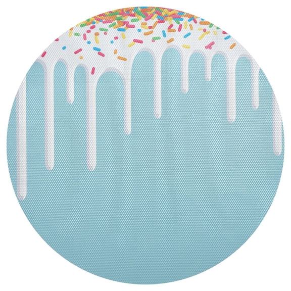Cream and Colorful Sugars Dripping Down PVC Round Grid Placemat Table Mat 1 Pc 15.4" x 15.4"