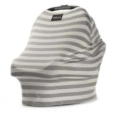 Open Box Cream and Grey Stripe 5-in-1 Nursing and Car Seat Cover