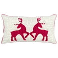 thumbnail image 1 of Cream and Red Christmas Deer Lumbar Throw Pillow, 1 of 5