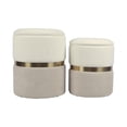 thumbnail image 1 of Cream and Tan Chenille Storage Ottoman - Set of 2, 1 of 5