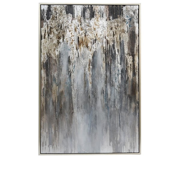 Cream colored abstract Painting with plastic frame