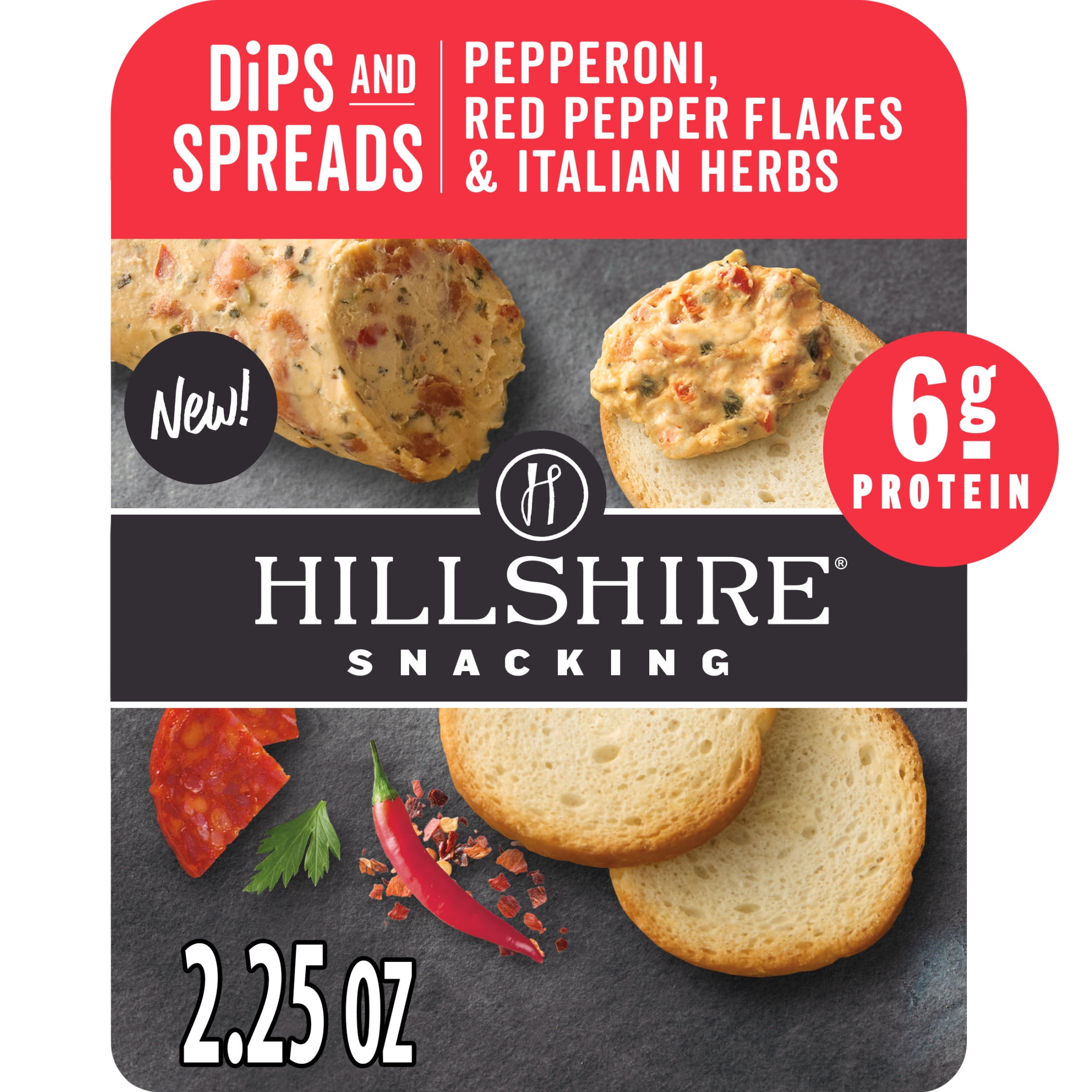 Hillshire Snacking Pepperoni, Red Pepper Flakes & Italian Herbs, Cheese Spreads, 2.25 oz (Refrigerated)