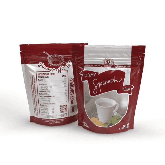 Cream of Spinach Soup Single Serves-Yields 12-8oz Servings
