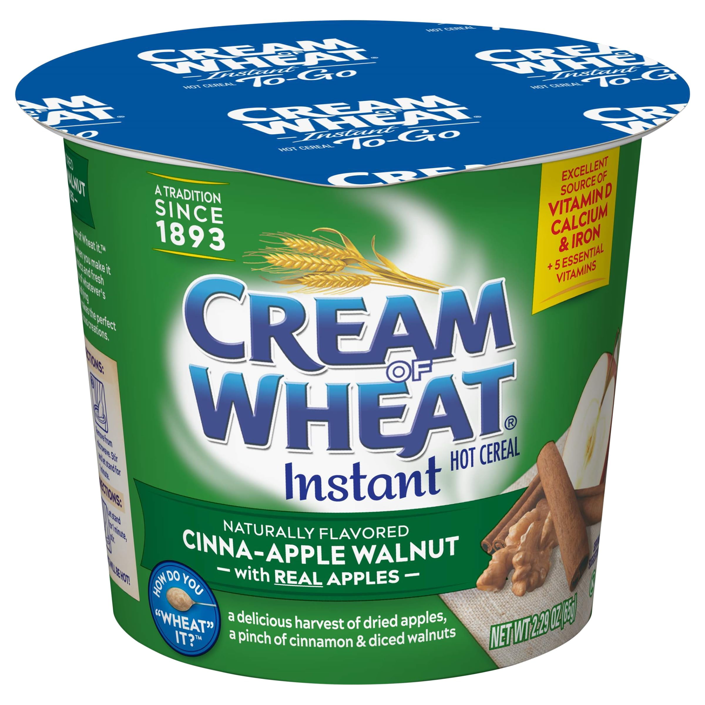 Cream Of Wheat Hot Cereal To Go, CinnaApple Walnut, 2.29 Ounce