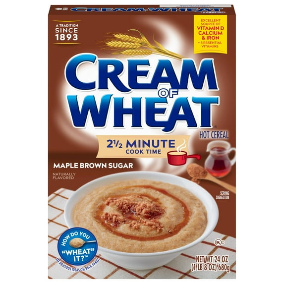 Cream of Wheat Hot SSF20 Cereal, Maple Brown Sugar, 2 1/2 Minute Cook Time, 24 Ounce