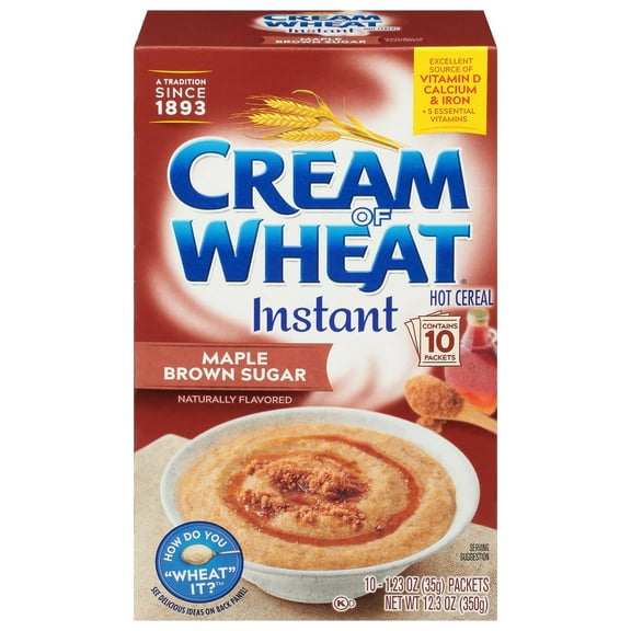 Cream of Wheat Instant Hot Cereal, Maple Brown Sugar, Kosher, Shelf-Stable, 12.3oz, Pack of 4