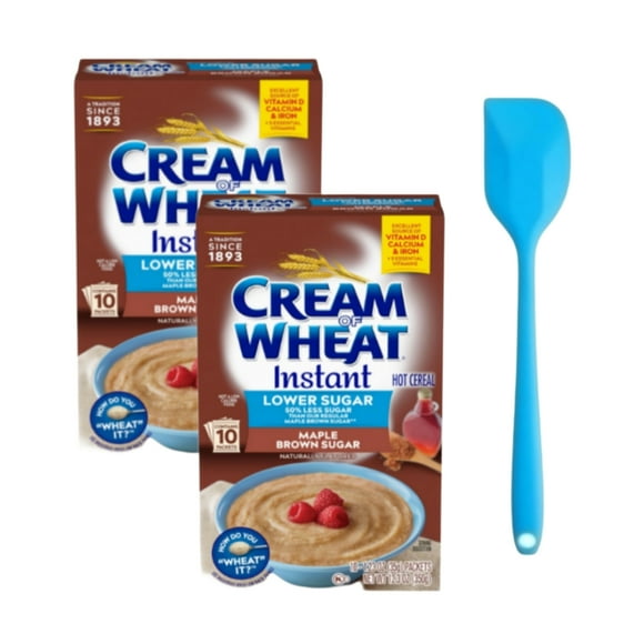 Cream of Wheat Instant Lower Sugar Maple Brown Sugar, 12.3 Ounce, 10 Packets (2 Pack) with Spatula
