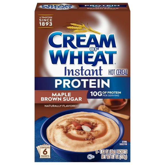 Cream of Wheat Protein Instant Maple Brown Sugar Hot Cereal, 9.7 oz, 6 Packets