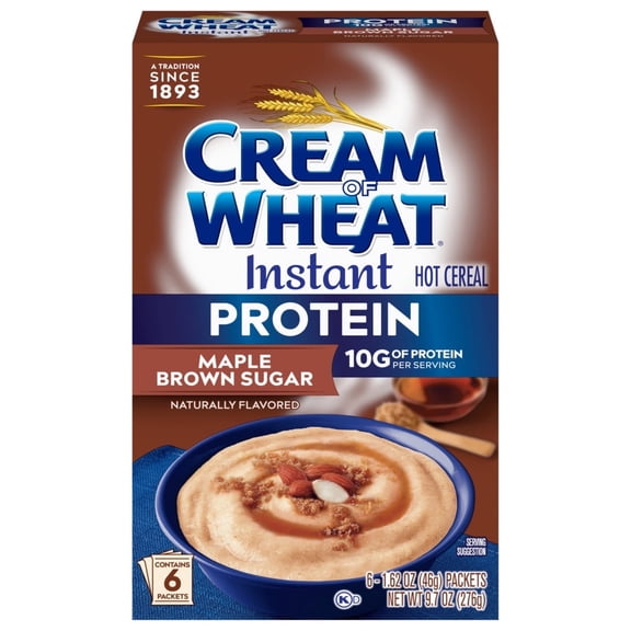 Cream of Wheat Protein Instant Maple Brown Sugar Hot Cereal, 9.7 oz, 6 Packets