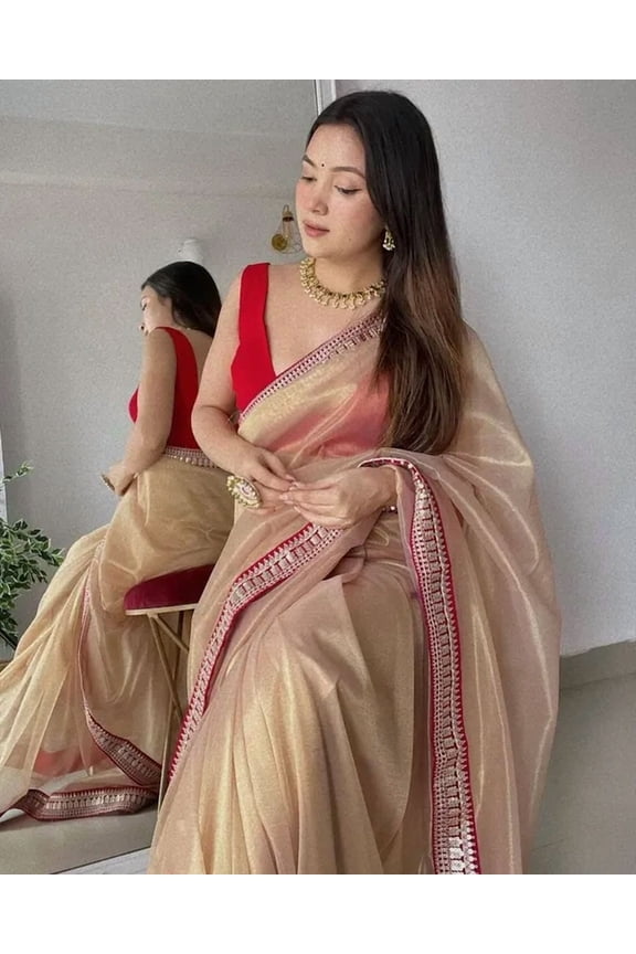 Creame Soft Organza Saree