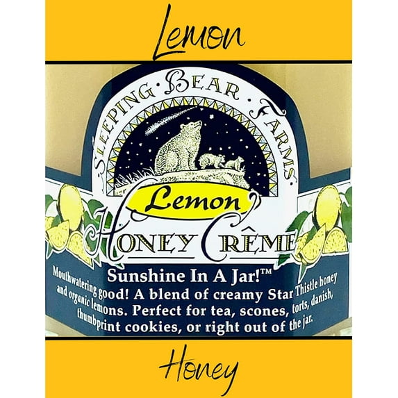 Creamed Honey and Lemon - Lemon Honey Creme 8 oz. Jar with Organic Lemon