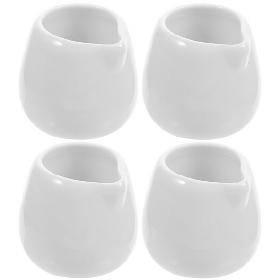 ifundom Mini Porcelain Creamer Cups Set of 4 with Spout, Simple Elegant Design for Coffee, Tea, Dinner Parties
