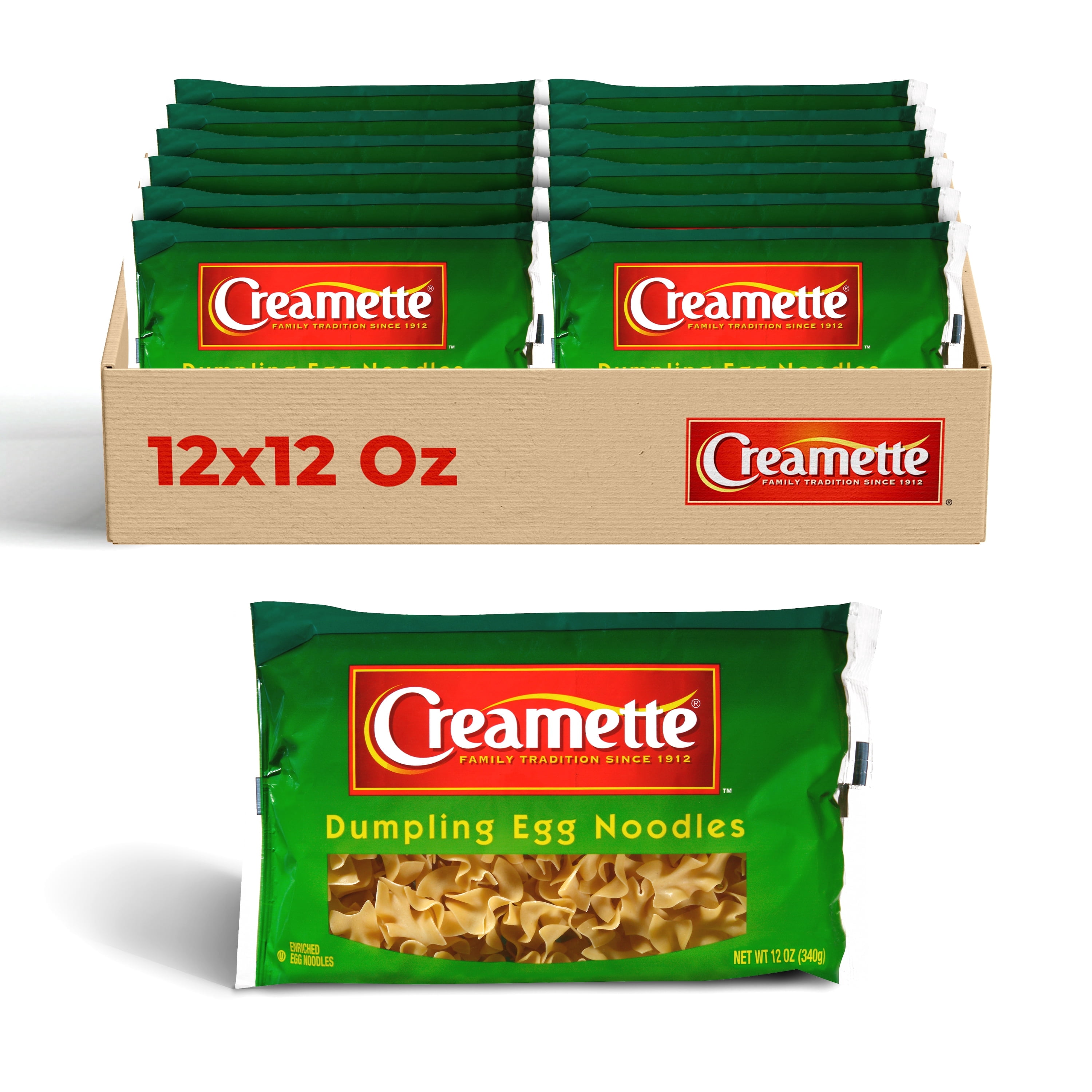 Creamette Dumpling Egg Noodle Pasta, 12-Pack (12 oz Each) – Thick, Hearty Egg Noodles for Soups, Stroganoff & Casseroles