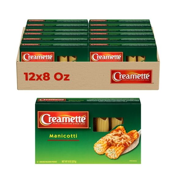 Creamette Manicotti Pasta, 12-Pack (8 oz Each) Authentic Italian Tube Pasta for Stuffed Pasta Dishes