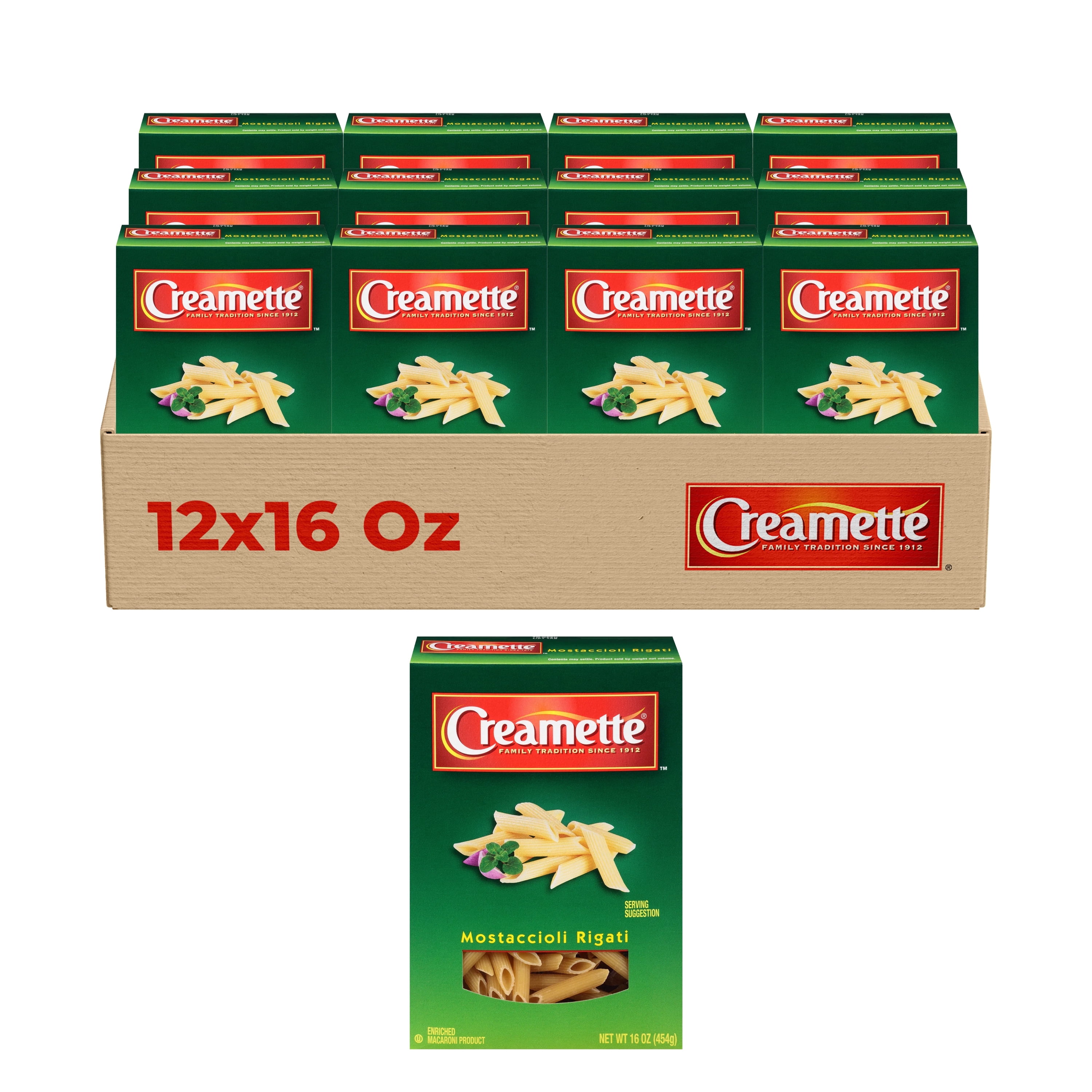 Spaghetti Rigati Shape Creamette Mostaccioli Rigati Pasta, 12-Pack (16 oz Each) – Classic Tube ...
