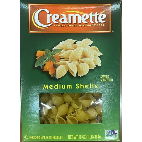 Creamette Pasta MEDIUM SHELLS Noodles NON GMO 16 oz Box