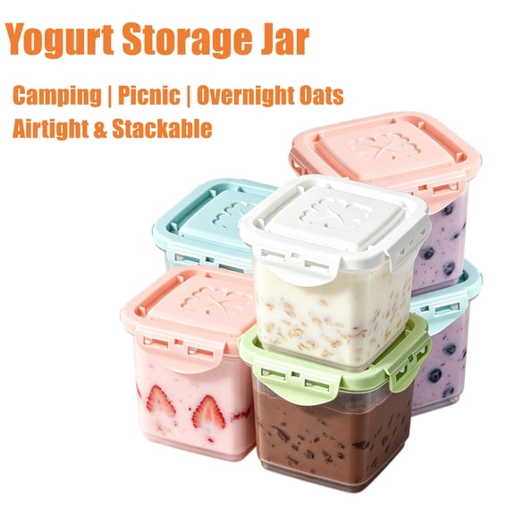 Creami Pint Containers, Snack Containers with Lids, Airtight and Leakproof, Stackable for Chia Pudding, Salad, Yogurt and Ice Cream, for Travel and Camping, AKLJWH - #06 Green-2Pcs