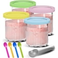 thumbnail image 1 of Creami Pints and Lids for Ninja - 4 Pack 16 oz Deluxe 11-in-1 Creamy Icecream Containers Cups Jars Tubs Canisters Set, Smoothie Pot Compatible with NC501 NC500 Series Creamer Ice Cream Maker Machine, 1 of 6
