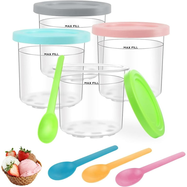 Creami Pints and Lids for Ninja - 4 Pack Ice Cream Pint