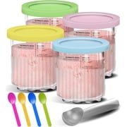 Creami Pints and Lids for Ninja - 4 pack Creamy Icecream Containers Cups Jars Tubs Canisters Set, Smoothie Pot Compatible with NC501 & NC500 Series Creamer Ice 