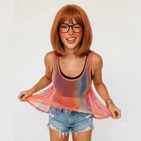 Creamily 12" Short Blonde Bob Wigs for Women Straight Short Wigs with Bangs Synthetic Strawberry Blonde Bob Wigs Glueless Wigs (Strawberry Blonde )