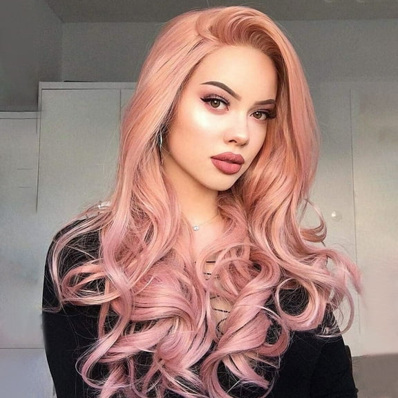 Creamily 13*3 Pink Wigs Glueless HD Lace Front Wigs And Go Lace Front Wig For Cosplay Party Light Pink Wig With Natural Hairline For Women