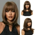thumbnail image 1 of Creamily 14 inches Brown Wig with Bangs Straight Short Bob Wigs Brown Short Wigs for Black Women Shoulder Length Brown Bob Wig, 1 of 8