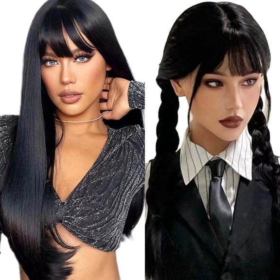 Creamily 20" Long Black Wig Braided Wigs for Women