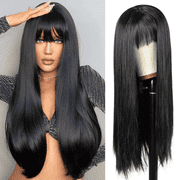 Creamily 26 Inch Brown Wigs for Women Hair Wig Long Brown Wigs with Blonde Highlight Wig Cap for Daily