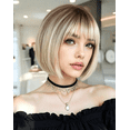 thumbnail image 1 of Creamily Short Blonde Bob Wig for Everyday Women – Instant Style Blonde Mix Brown Roots, Lightweight and Breathable for Daily Wear, 1 of 10