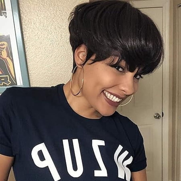 Short Pixie Cut Wig for Women with Bangs Heat Resistant Synthetic Fiber Amazon.com : Red Pixie Wig with Bangs Synthetic Side Part  main image 4