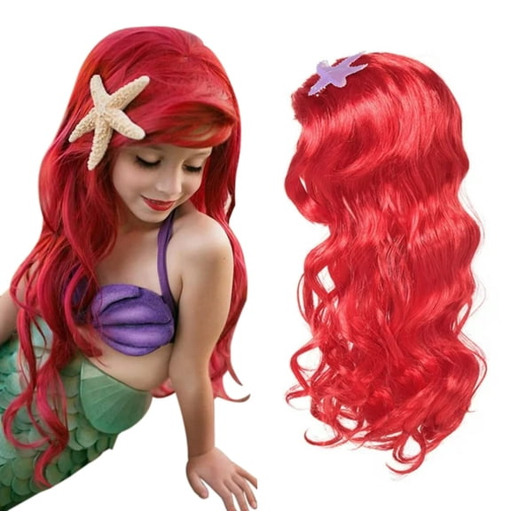 Creamily Wig 20" Mer-Maid Wigs Red Bob Wigs with Bangs Wigs for Halloween Cosplay
