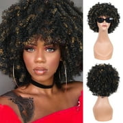 Creamily Kinky Curly Wigs for Women Synthetic Mens Wigs Short Blonde Wigs Headband Wig With Bangs Glueless Wigs for Holloween