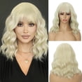 thumbnail image 1 of Creamily 12 inch Blonde Wigs for Women Short Bob Wig blonde Wig Short Curly Wavy Blonde wig With Bangs Heat Resistant Synthetic Wigs for Cosplay Costume Party, 1 of 8