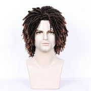 Creamily Mens Wigs Dreadlock Wigs for Men Braiding Hair Synthetic Braided Wigs Faux Locs Twist Crochet Hair (Black mix brown)