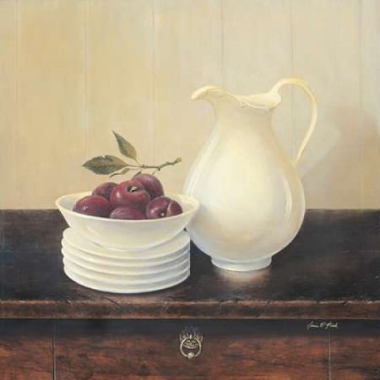 Creamware with Plums Canvas Art - Arnie Fisk (24 x 24)