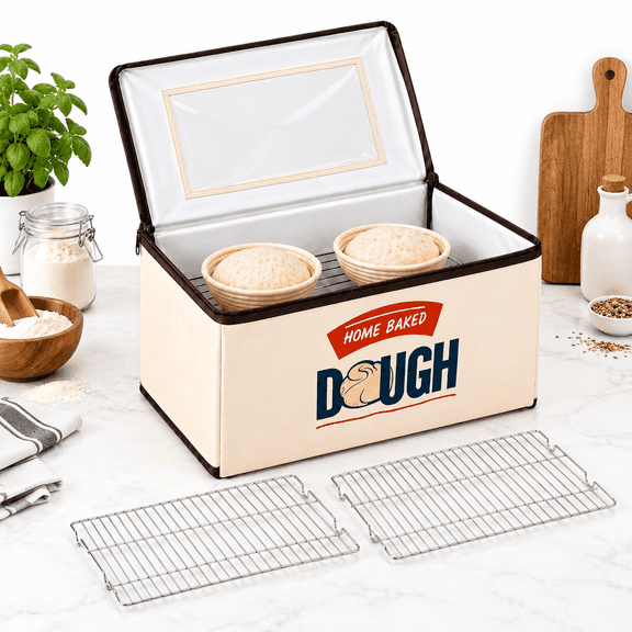 Creamy Apricot Large 2-Loaf Capacity Bread Proofing Box with Temp Control