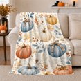 thumbnail image 1 of Creamy Autumnal Pumpkin Leaf Pattern, Cozy Friendship Quote Scene, Warm Flannel Blanket for Living Room and Reading Nook, Art Lovers Thanksgiving Gift, Artistic Home Decor, 1 of 9
