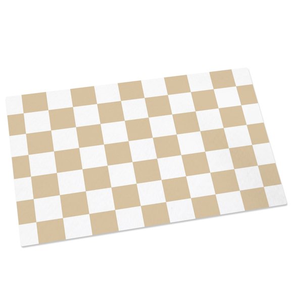 Creamy Beige Plaid Door Mat 20x31.5 Inch Modern Checkerboard Plaid Repeating Pattern Entryway Rug with Non-Slip Rubber, Front Door Mat Indoor Floor Mats for Living Room Bathroom Bedroom Home Office