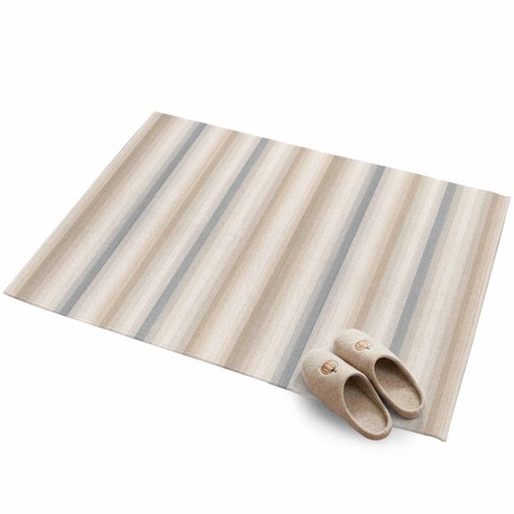Creamy Beige Stripes 2'x3' Small Rugs for Entryway Front Door Kitchen Sink Area, Gray Taupe Ombre Lines Striped Rustic Soft Sturdy Mats Washable Non Slip Rectangle Area Rug