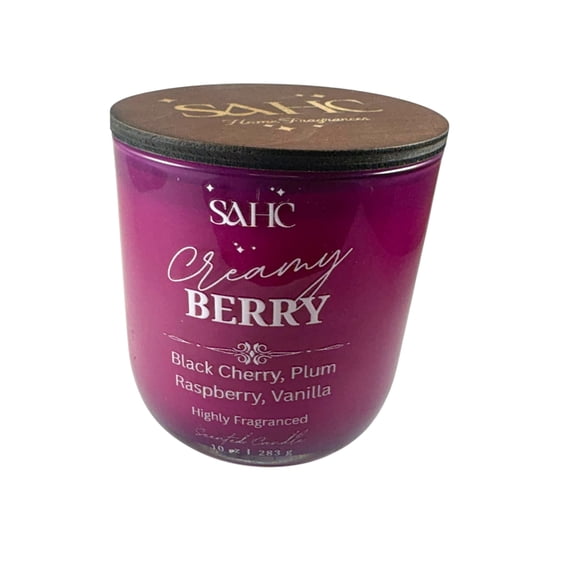 Creamy Berry Scented Candle | Black Cherry & Raspberry Sweet Vanilla Aroma | Luscious Long-Lasting Home Fragrance Gift Idea 10 oz.