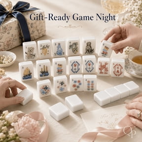 Creamy Cute Hand-Drawn Cats, Dogs, And Bunnies American Mahjong Set with 160 Tiles, Cartoon Animal Illustration Board Game for Girlfriends' Gatherings