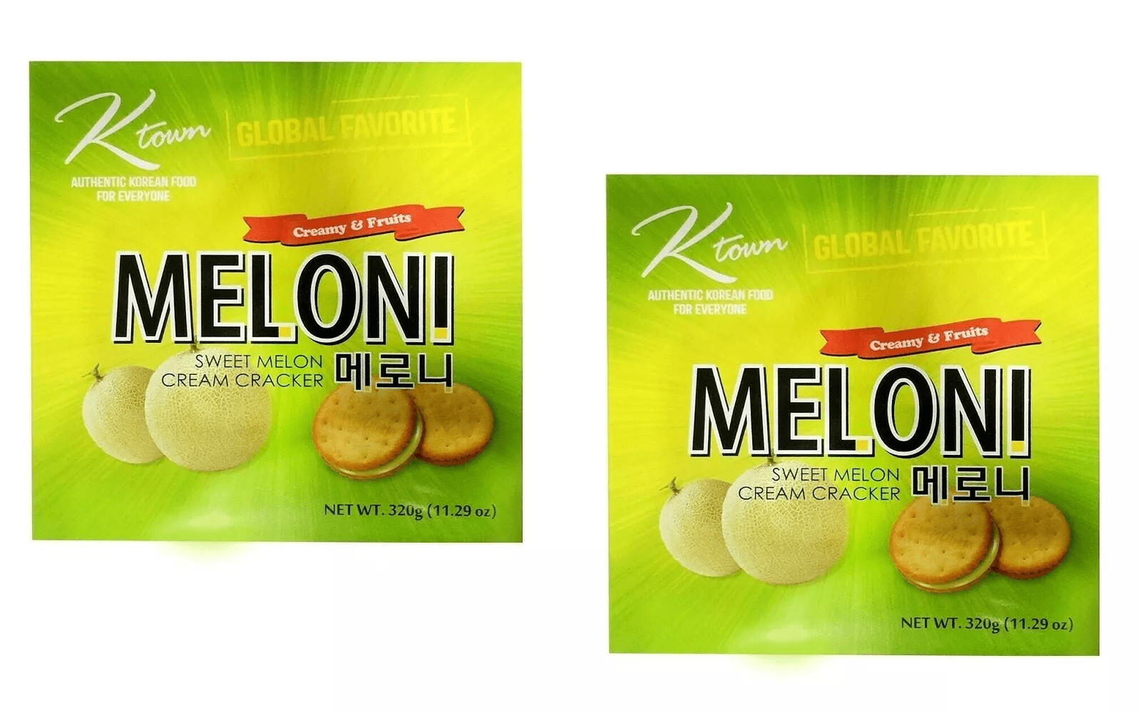 Creamy & Fruits MELONI Sweet Melon Cream Crackers 2 Pack 11.29 Oz