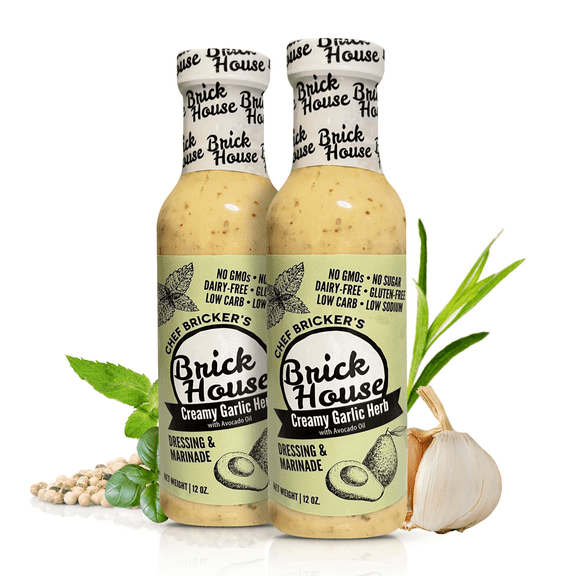 Creamy Garlic Herb Vinaigrette, 12 Oz Salad Dressing by Brick House, 2Pk