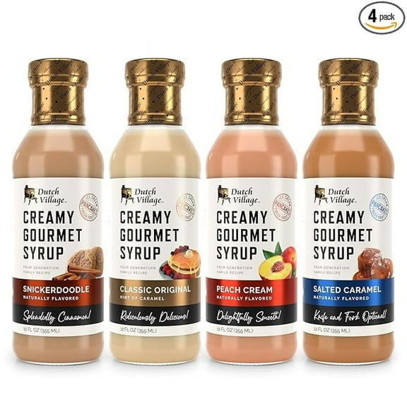 Creamy Gourmet Breakfast & Dessert Syrup | Organic Ingredients - Clean Label | Variety - 4 PK