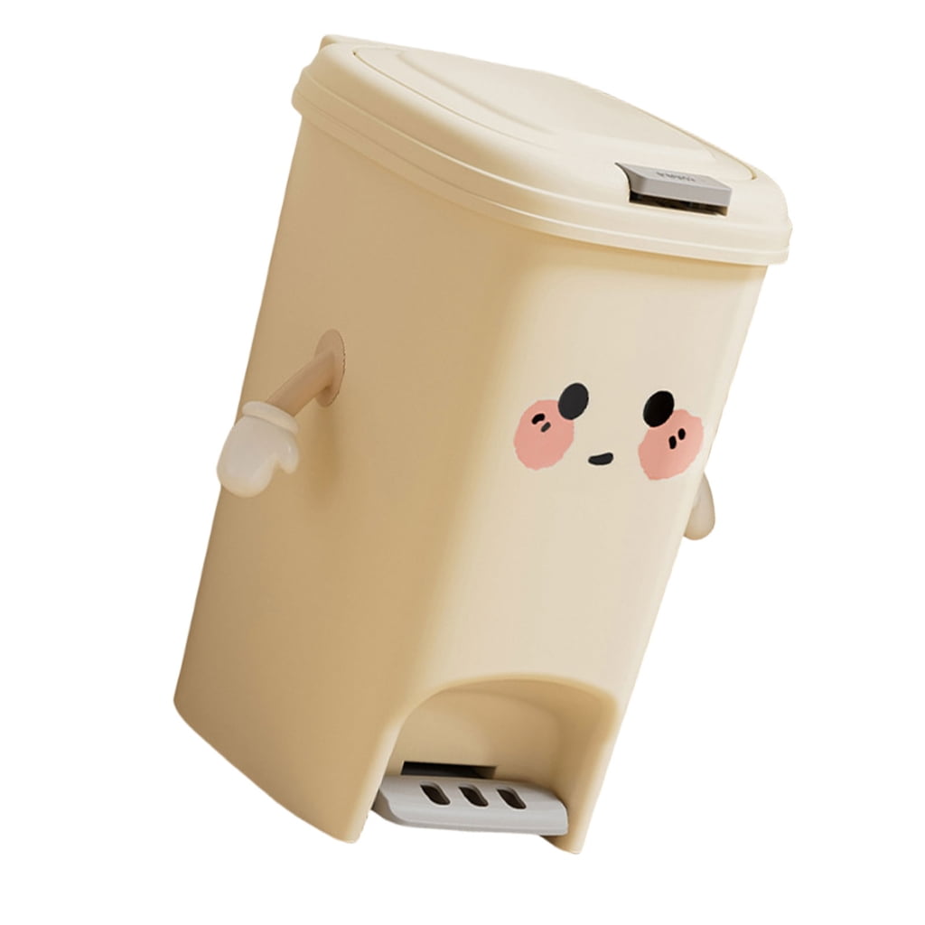 Creamy Home Trash Bin with Hand and Foot Pedal, Large Capacity for