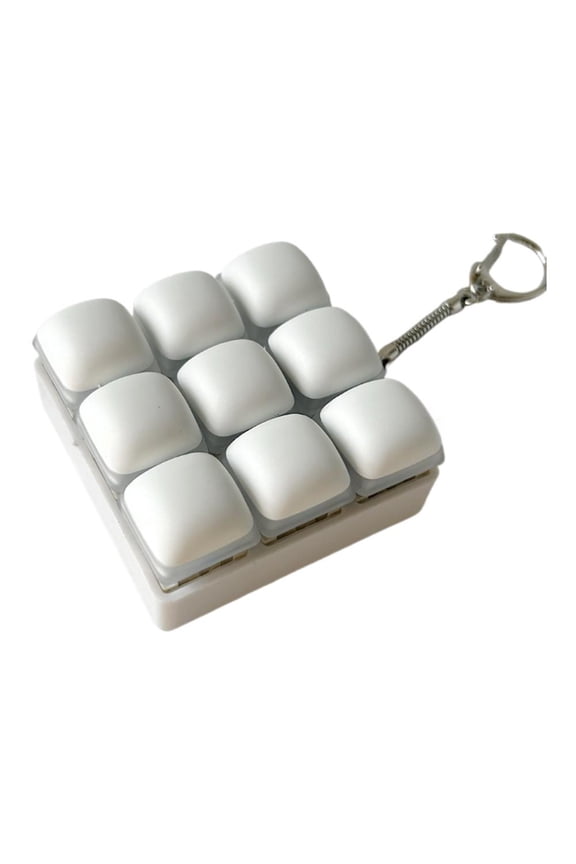 Creamy Keyboard Fidget, LED Keyboard Fidget Keychain, Steamed Bun Shape Clicker Toy with Crisp Sound and Keychain Hole for Stress Relief at Office School and Home