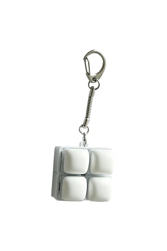 Creamy Keyboard Fidget, LED Keyboard Fidget Keychain, Steamed Bun Shape Clicker Toy with Crisp Sound and Keychain Hole for Stress Relief at Office School and Home